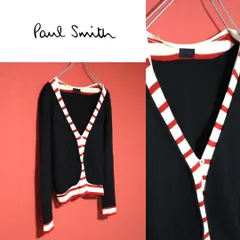 Paul Smith Black ボーダー 切替デザイン ニットカーディガン