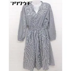 ◇ AS KNOW AS アズノゥアズ ストライプ 長袖 ロング ワンピース ホワイト ブラック レディース 【中古】 【1105260007079】