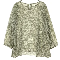 美品 SLOBE IENA スローブイエナ 花柄 7分袖 クルーネック ブラウス M ホワイト レディース 古着