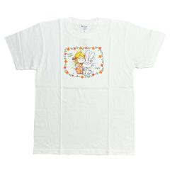 水森亜土 ウサギ＆ガール 半袖Tシャツ(M) ホワイト アパレル