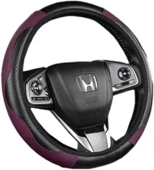 SES H.I.S （エスイーエス エイチ.アイ.エス） ハンドルカバー 車 滑り止め ステアリング アクセサリー ドライブ グリップ くるま カーボン 軽自動車 紫(パープル)
