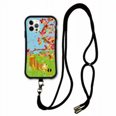 [iPhone14 Pro Max] スマホショルダー付 iPhone14 i-coronケース アイフォン15 14 Plus 13 Mini 12 11 スマホケース カバー ショルダーストラップ 肩掛け 斜め掛け アニマル柄 さくら ワンコ 春の陽気