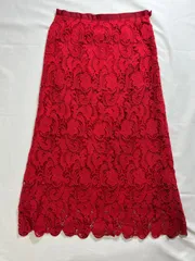 【210249】AZUL by moussy マウジー  総レース　ロングスカート  ・ レッド
