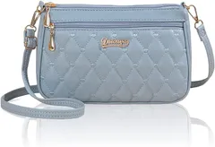 T.Y.ryanryan 母の日 ポーチ レディース ショルダー バッグ 肩掛け 斜めがけ ハート 刺繍 PU( ライトブルー)