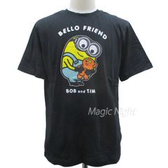 미니언즈 T 셔츠 BELLOFRIEND 블랙 [괴도 글루 USJ 애니메이션 캐릭터 반팔 T 셔츠 남성 여성 어른용 블랙] SML LL 사이즈