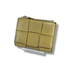 ボッテガヴェネタ　BOTTEGA VENETA 二つ折り財布　コンパクトウォレット　マキシイントレチャートレザー　ベージュ　ミニウォレット