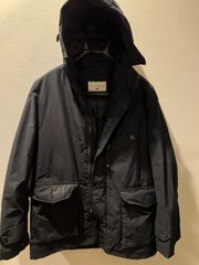 カフェソーホー白ミリタリージャケットコンSサイズ多機能ポケットジップ+ボタン ダウンジャケット