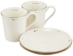【人気商品】STUART) ジルスチュアート(JILL ホワイト リボン柄 2人用セット 食器セット おしゃれ かわいい 4ピースセット NARUMI(ナルミ) 日本製 ギフトボックス付き 41635-33357