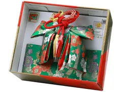 七五三 三歳用 帯飾り付き 結び帯 小寸 単品 箱入り グリーン系 SY-245-２６