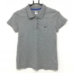 ★特価★ナイキ 半袖ポロシャツ グレー 胸ロゴプリント シンプル  レディース M ゴルフウェア NIKE