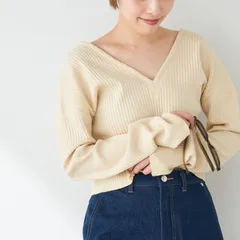 JANE SMITH (ジェーンスミス) Plage別注　Vショートプルオーバー 24070923001210　24SCT-#816L-PLG 長袖カットソー レディース ベージュ ONE SIZEのサムネイル