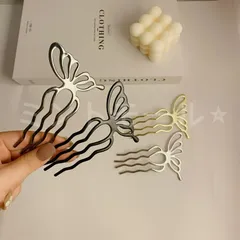 新品未使用髪飾り 簪 蝶 かんざし かわいい 通勤通学 4点セット