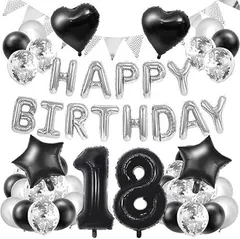 【在庫処分】18歳 誕生日 バルーン 飾り付け 80CM「18」数字バルーン 組み合わせ 「HAPPY BIRTHDAY」ガーランド 数字風船紙ふぶき入り 男の子 男性 女の子 女性 パーティー サプライズ 紙吹雪風船 誕生日 デコレーションパーティー