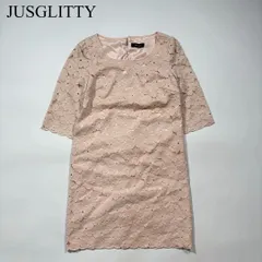 JUSGLITTY ジャスグリッティー 総レース パール ドレス ピンク ワンピース フラワー 上品 ロング