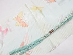 【京松】リサイクル着物 和装小物 帯締め 帯揚げ セット 帯締 帯揚 夏物 夏 蝶文 平組 kyo7w06-570