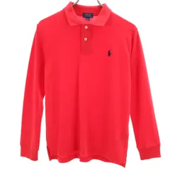 POLO RALPH LAUREN ポロラルフローレン 長袖 ポロシャツ M 10-12 レッド系 キッズ 古着