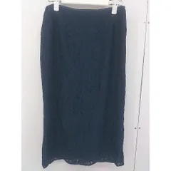 ◇ BEAMS HEART ビームスハート 総レース バックスリット 膝下丈 タイト スカート ネイビー レディース  【中古】 【1206210002776】