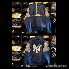 FANATICS NEW YORK YANKEES PADDED ANORAK JACKET (ML2322FW0032:NAVY) ファナティクス/ニューヨークヤンキース/アノラックジャケット/ネイビー Mサイズ
