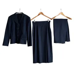 Z1533 COMME ÇA DU MODE コムサデモード スーツ3点セット ジャケット＋スカート＋パンツ ブラック系 フォーマル セットアップ 高品質 レディース 36サイズ