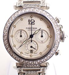 美品 Cartier(カルティエ) パシャ プロンジャー W31036T6 K18WG Au750 AT 自動巻き アフターダイヤモンド ホワイトゴールド 腕時計