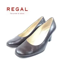 REGAL パンプス スクエアトゥ シンプル 22.5cm ブラウン リーガル レディース hws00394