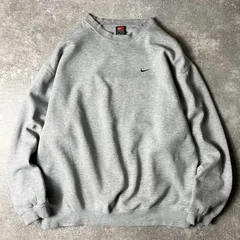 00s NIKE TEAM スウォッシュ ロゴ 刺繍 前V スウェット トレーナー XL / 00年代 ナイキ 霜降り グレー スウッシュ