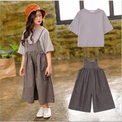 セットアップ Tシャツ サロペット チェック 涼しい オーバーオール 110-160 韓国子供服