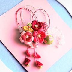 ❁つまみ細工髪飾り下がり付きセット ❁水引＆ちりめんボール＆パールシャワー