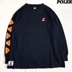 POLER SUMMIT RELAX FIT L/S TEE ロングスリーブTシャツ 長袖カットソー ロンT ロゴプリント 袖プリント リラックスフィット オーバーサイズ ビッグシルエット XLサイズ ブラック 黒 ポーラー