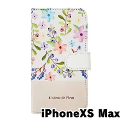 【新品未使用】iPhone XS Max アイフォンテンエスマックス スマホケース 手帳型 (色：ホワイト×柄：花と実) 小花柄 パステルカラー 花柄 フラワー おしゃれ かわいい flip2-iphonexsmax-wh-20124