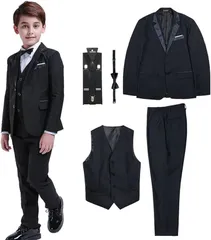 LOLANTA キッズ スーツ フォーマル 男の子 5点セット 結婚式 入学式 卒業式 発表会( ブラック,  170)