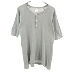 HOUSTON ヒューストン 5分袖 サーマル ヘンリーネック Tシャツ XL グレー メンズ 古着