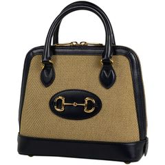 【在庫一掃】 グッチ GUCCI ホースビット 1955 スモール トップハンドルバッグ 2WAY ショルダーバッグ ハンドバッグ レザー ネイビー ベージュ 621220 レディース 【中古】