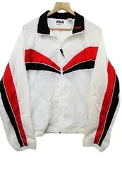 【送料無料】USA古着 FILA フィラ ナイロン ジャケット ウインドブレーカー ブルゾン 裏メッシュ アイボリー メンズ XL■L26462AWS23-1003（4）6/01
