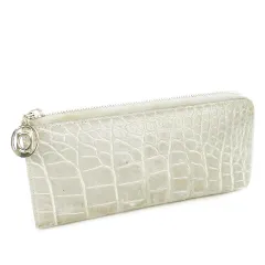 JRA認定 ボーグラン マットクロコダイル 長財布 バニラ 目地染め L字ジップ JRA認定 ボーグラン マットクロコダイル 長財布 バニラ 目地染め