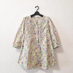 値下げ！ リバティ 長袖ブラウス シャツ 小花柄 フリル Sサイズ コットン100％ 綿