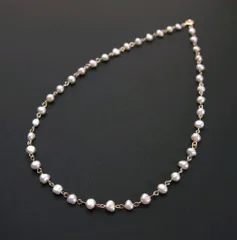 淡水パールダブルシャインのビーズチェーンネックレス　♯8