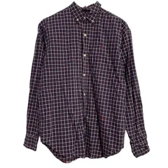 Ralph Lauren 長袖 チェックシャツ L ネイビー レッド ホワイト ラルフローレン ボタンダウン ワンポイント 古着卸 アメリカ仕入 a701-5169