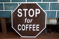 新品 STOP COFFEE  看板 プラスチックプレート カフェ 店舗 ディスプレイ インテリア アメリカン