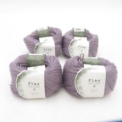 ハマナカ 毛糸 Flax フラックス クロッシェ 4玉セット 5番色 紫色 1玉25g巻 約104m 春夏毛糸 リネン混 手芸糸 未使用品
