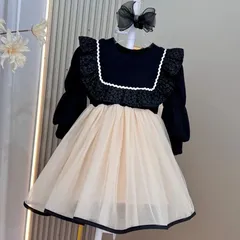 子供服 ベビー服 ワンピース セレモニー チュールドレス フォーマル服 女の子 新生児 幼児 長袖 春秋用 保育園 幼稚園 通園 入園式 キッズ 卒園式 卒業式 発表会 七五三 80 90 100 1