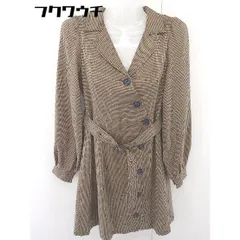 ◇ ◎ LIP SERVICE リップサービス ウエストベルト付 総柄 長袖 膝丈 ワンピース サイズS ブラウン レディース  【中古】 【1109220004719】