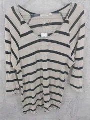 ◇ Spick&Span スピック＆スパン 薄手 ボーダー 七分袖 セーター ベージュ ブラック レディース 【中古】 【1002800933877】