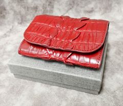 定価12万円 ヘンローン 3折り財布 ワインレッド  クロコダイル 未使用