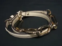 ■美品■ COACH コーチ レザー バッグ用 チェーン ショルダーストラップ 肩掛け 斜め掛け アイボリー系×ゴールド系 DE4803