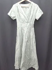 ◇ ⊂ N. Vネック 半袖 膝下丈 ワンピース サイズM グリーン レディース E  【1502180028359】