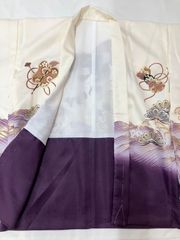 «花ラブリ»☆大決算SALE！早い者勝ち！☆R578　新品　七五三　羽織３点セット　男児　男の子　５歳　５才　五歳　羽織　長着　襦袢　白　ホワイト　金　ゴールド　紫　パープル　ライムグリーン系　ライトグリーン系　鷹　タカ　たか　ホークス
