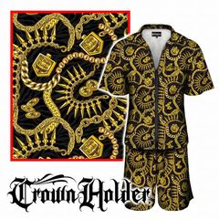 チェーン　ゼブラ柄　半袖　セットアップジャージ　黒金　メンズ　服　ヤクザ　オラ