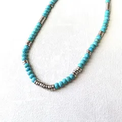 ターコイズ　シルバー　ビーズ　ネックレス　アクセサリー　シンプル　銀　男女 高級