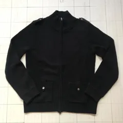 ト2412-12-3381 ニューヨーカー　NEW YORKER ジップアップ　ニットカーディガン　黒　Ｍ